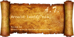 Arnold Teofánia névjegykártya